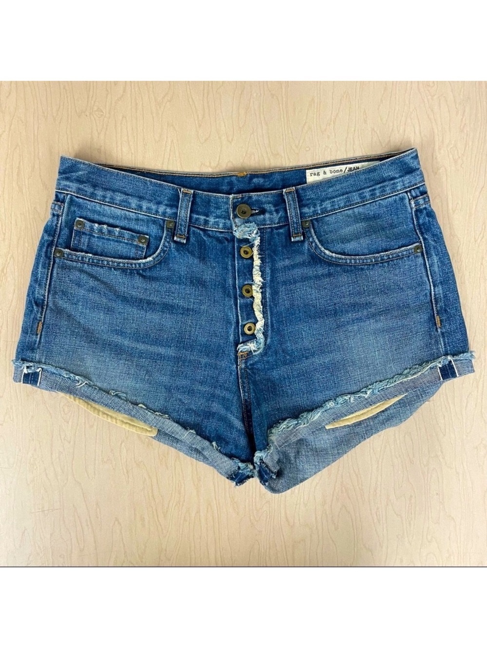 New Rag & Bone Denim Shorts Womens 27 Marilyn Fly Weston Frayed Cut Offs Summer